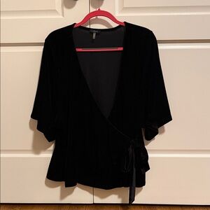 Black Velvet Wrap Top